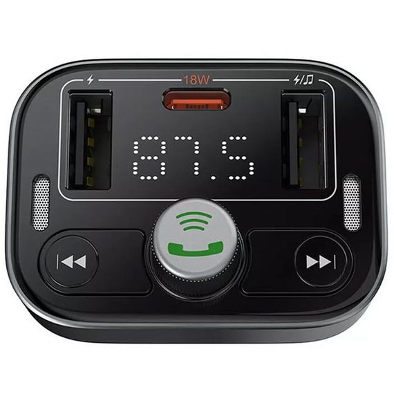 АЗП FM модулятор Baseus S-09 Pro Series 18W (2USB-A/1C) (C10762200113) Cluster Black | Зображення 3
