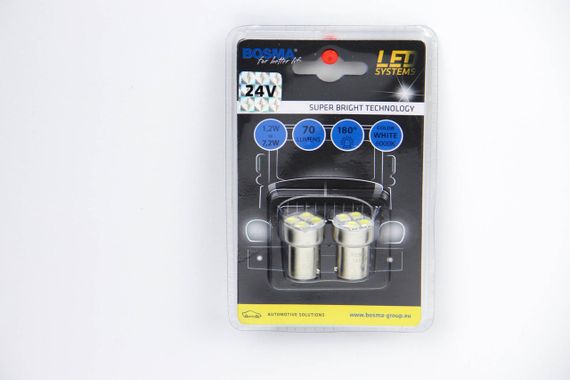 Автолампа BA15S LED 24V 4XSMD 5050 LED WHITE Упаковка 2шт, BOSMA (5417)
