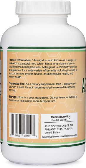 Экстракт астрагала Double Wood Supplements Astragalus 1000 mg 300 capsules | Зображення 2
