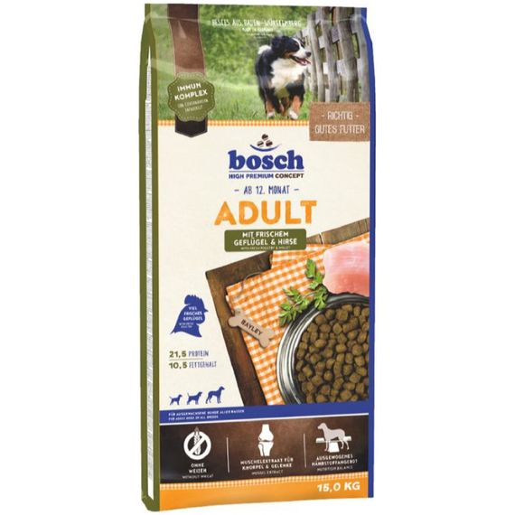 Сухий корм для дорослих собак Bosch Adult Poultry & Millet 15 кг (4015598013161)