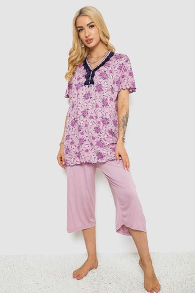 Пижама женская с принтом  -уценка, цвет сиреневый, 243R6971-U-1 | Зображення 2