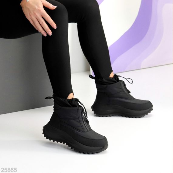 Спортивные черные ботинки дутики водонепроницаемые с фиксатором | Зображення 5