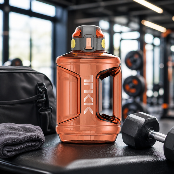 Спортивная бутылка TKK 2300 мл (2.3 л) : ударопрочный Tritan BPA-free, с ручкой и клапаном, Терракотовая | Зображення 6