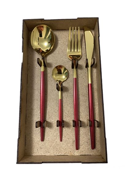 Набір столових приборів Kitchen бордовий на 2 персони | Зображення 5