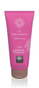Лубрикант та масажне масло 2 в 1 HOT SHIATSU Massage-& Glide gel 2 in1 Raspberry scent, 200 мл Sex Aura