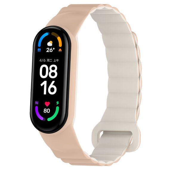 Ремешок Dual-color Magnetic для Xiaomi Mi Band 7/6/5/4/3 Beige / White