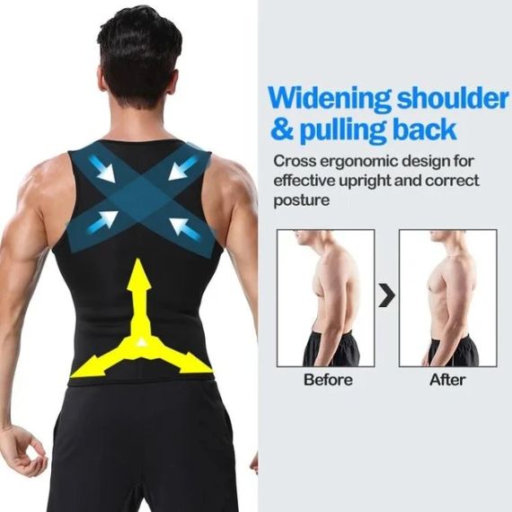 Чоловічий неопреновий жилет для схуднення Body Shaper – XL, чорний | Зображення 2