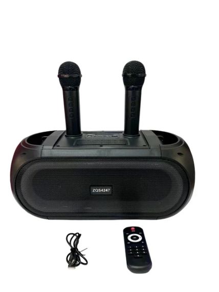 Портативная Bluetooth колонка ZQS4247 16Вт с 2 микрофонами караоке USB TF FM AUX | Зображення 3