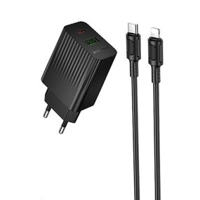 МЗП Borofone BAS76A Source PD30W+QC3.0 (1USB-A/1C) + кабель Type-C to Lightning Black