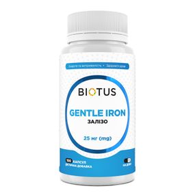 Железо, Gentle Iron, Biotus, 25 мг, 100 капсул