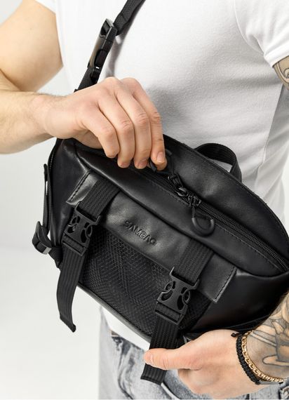 Большая мужская сумка бананка Sambag DynamicDart черная 38 × 21 × 7 см (80411101m) | Зображення 2