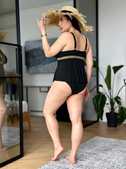 Розкішний чорний купальник танкіні для дівчат PLUS SIZE | Зображення 6