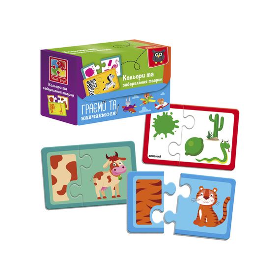Пазли "Знайди пару. Кольори та забарвлення тварин" VT5003-02 Укр | Зображення 1