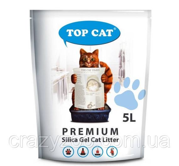 Наповнювач для котячого туалету Top Cat Premium силікагелевий 5 л 480101