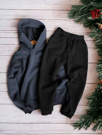 Женский теплый спортивный костюм на флисе DA2455 размер S цвет графит-черный