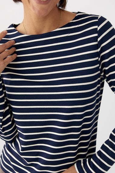 Трикотажний лонг у смужку - темно-синій цвет, S (є розміри) | Зображення 3