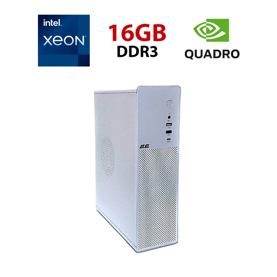Робоча станція 2E 2E-V90W-400 Tower / Intel Xeon E5-2650 V2 (8 (16) ядер по 2,6-3,4 ГГц) / 16 ГБ DDR3 / 256 ГБ SSD NVMe / nVidia Quadro T400, 2 ГБ GDDR6, 64-біт / Win 10 без ліцензії б/в