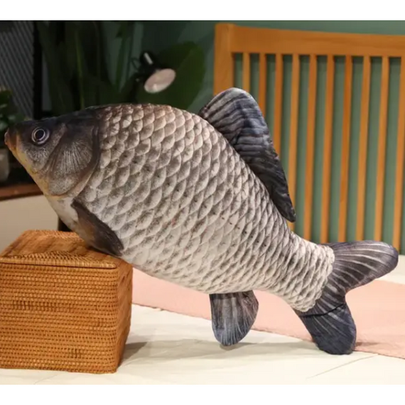 М'яка дитяча іграшка Риба Карась срібний 71 см, подушка-іграшка для шанувальників риб | Зображення 1