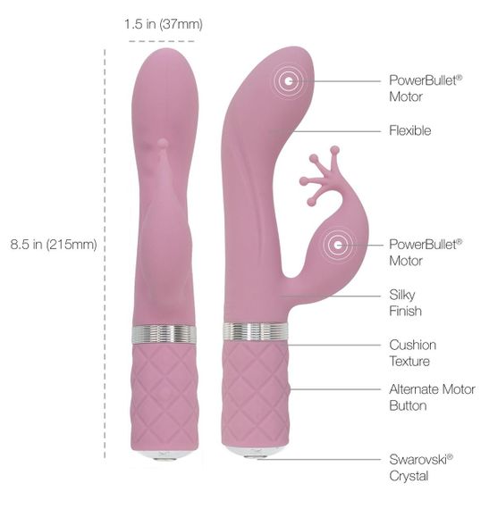 Роскошный вибратор-кролик Pillow Talk - Kinky Pink с кристаллом Сваровски, мощный | Зображення 7