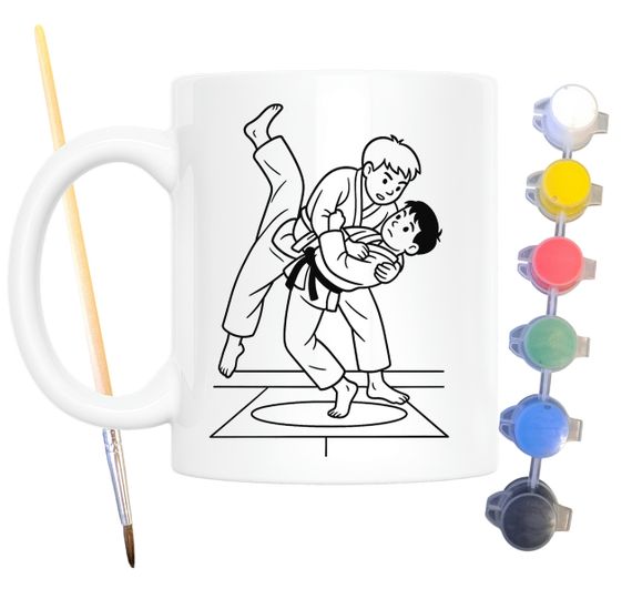 Набір для творчості кружка розмальовка Дзюдо 330 мл біла (КР0124) | Зображення 1