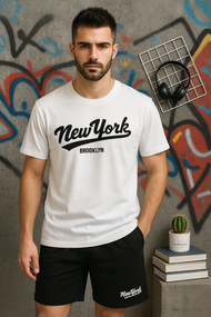 Мужской летний спортивный костюм шорты и футболка VN126 цвет бело-черный размер 50