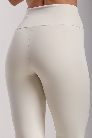 Утеплені жіночі лосини з утягуючим поясом - молочний цвет, L (є розміри) | Зображення 3