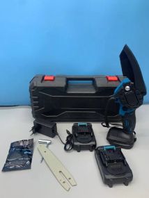 Аккумуляторная цепная мини-пила6 inch Electric SAW BLUE кейсом / 2 аккумулятора 4А/ч 8644