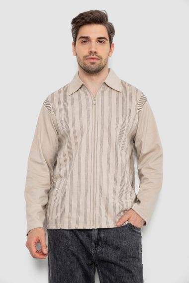 Кофта чоловіча на блискавці в смужку, колір світло-бежевий, 238R123