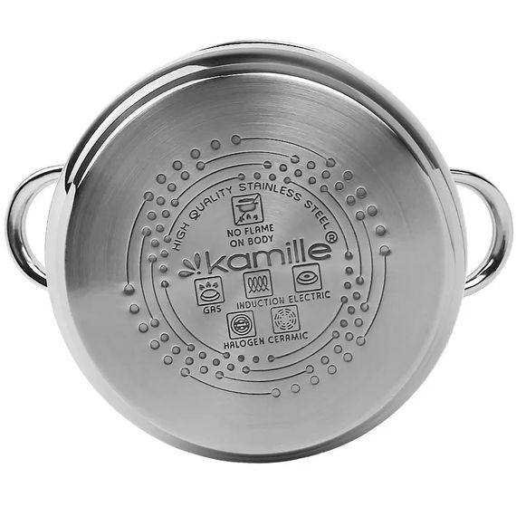 Кастрюля с крышкой Kamille KM-5403 8.5 л 24 см серебристая | Зображення 4