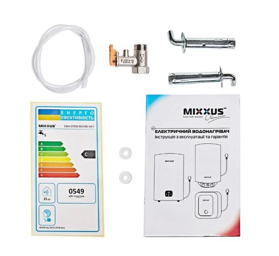 Водонагрівач Mixxus EWH-07080 ROUND WET 80 л, 1,5 кВт, "мокрий" ТЕН, вертикальний, циліндричний, білий (WH0602) | Зображення 2