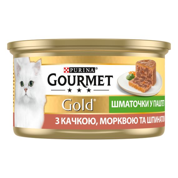 Вологий корм для котів з качкою, морквою та шпинатом Gourmet Gold, 85 гр | Зображення 1