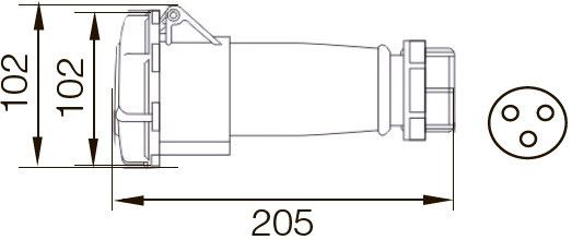 Розетка 2232 PRO переносная 2Р+PЕ 32А 220В IP67 Ny95502055 | Зображення 1