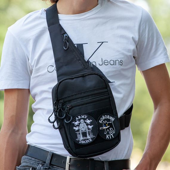 Тактична чоловіча сумка з кобурою Cordura 1000D – 6 кишень, чорна | Зображення 3