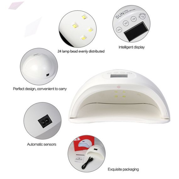 LED Лампа для манікюру SUN 5 48W+LCD для полімеризації сушки гелю та гель-лаків | Зображення 2