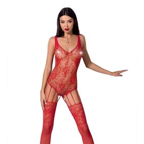 Ажурний бодістокінг з імітацією панчіх Passion BS074 red, One size