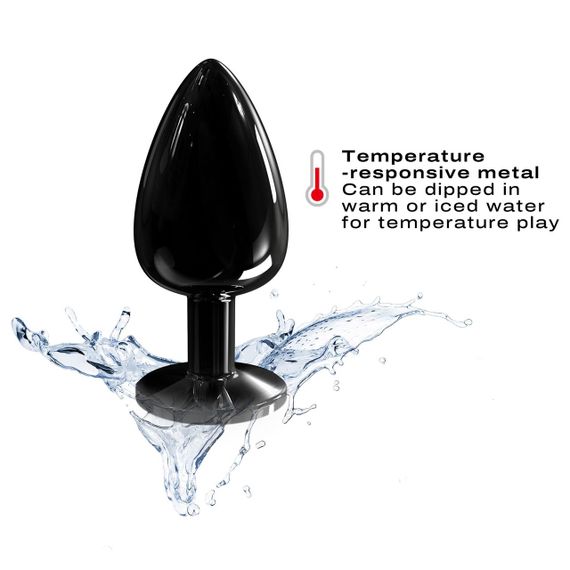 Чорна металева анальна пробка із прикрасою у вигляді кристалу Dorcel - Diamond Plug | Зображення 3