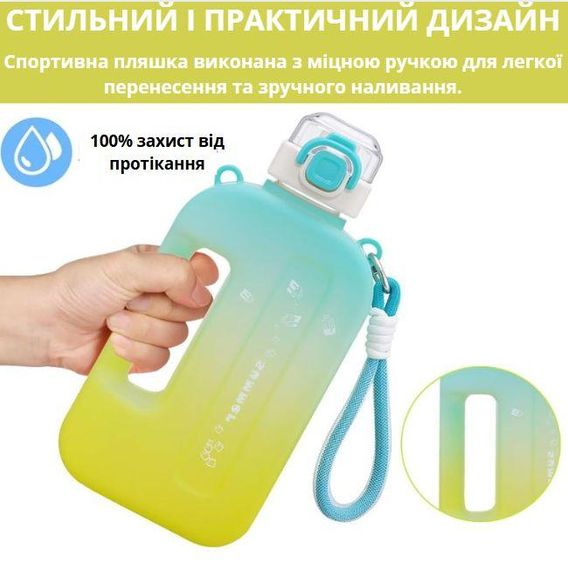 Спортивна пляшка SUMMER (750 мл) — Еко-пластик BPA-free, Жовто-блакитний градієнт | Зображення 3
