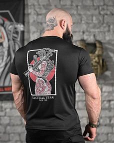 Тактична футболка з відводом поту подруга чорна ДЛ6443