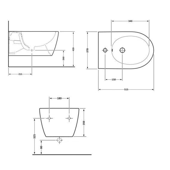 Биде подвесное Qtap Scorpio 515x370x350 White QT14551380GW | Зображення 1