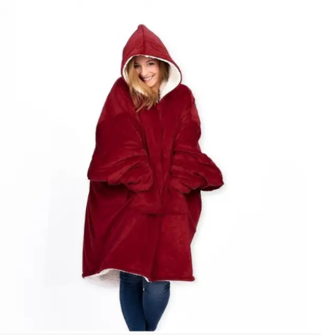 Двостороння толстовка-плед Huggle Hoodie Blanket з капюшоном ∙ Синя | Зображення 4