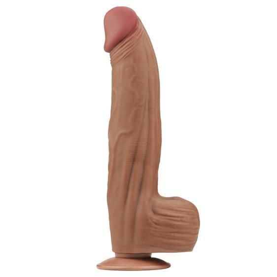 Фалоімітатор - Sliding-Skin Dual Layer Dong 12" Brown Sex Aura | Зображення 1