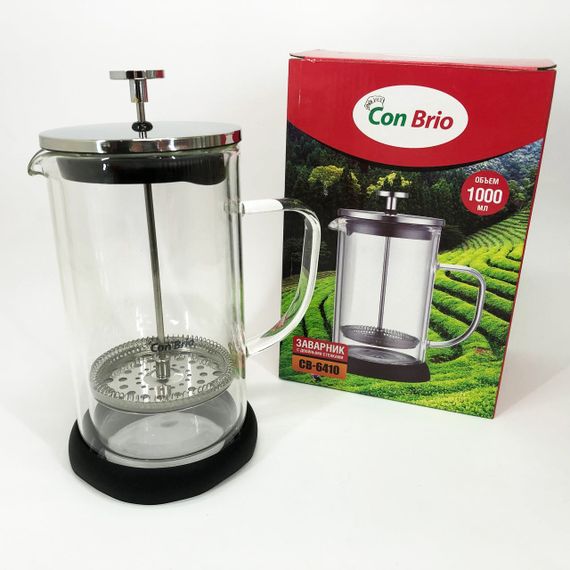 Заварник френч-прес Con Brio 1л CB-6410 1 л, Френч-прес з ручкою, Чайник прес для чаю CV-37 | Зображення 3