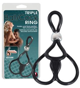 Ерекційне кільце для члена Triple Ball And Cock Ring, чорне