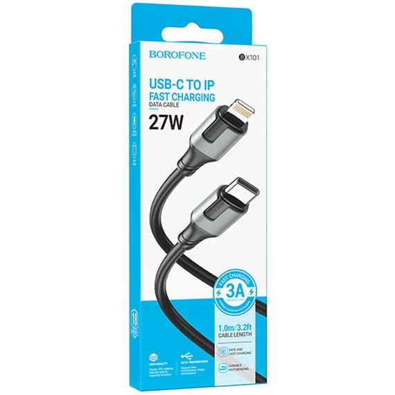 Дата кабель Borofone BX101 Creator 27W Type-C to Lightning (1m) Black | Зображення 5