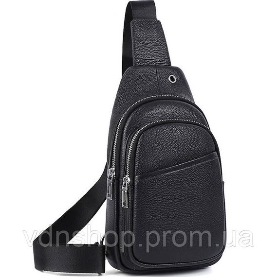 Сумка слінг чоловіча через плече 17х32х8, бананка з натуральної шкіри TIDING BAG A25F-515-1A чорна