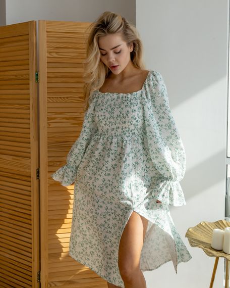 Платье "June" Зелень на белом S - M - L | Зображення 4