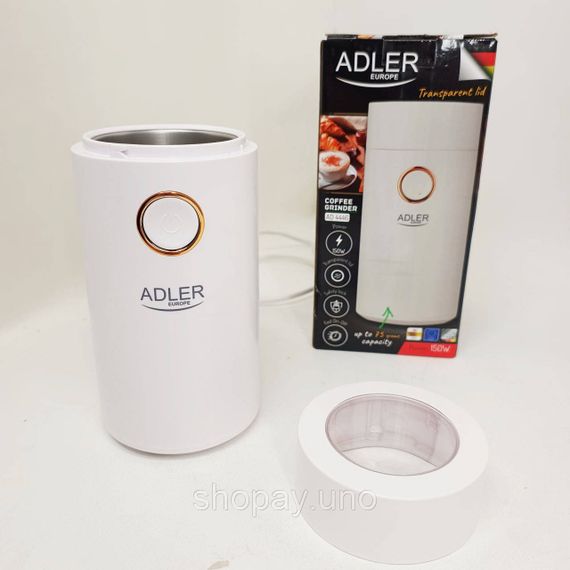 Кавомолка електрична Adler AD 4446-wg Біла 150 Вт кухонний міні подрібнювач для зерен кави | Зображення 6