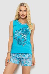 Пижама женская, цвет бирюзовый, 243R03674