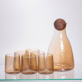 Набор для напитков графин с бамбуковой крышкой и 6 стаканами, коричневый 64486-36