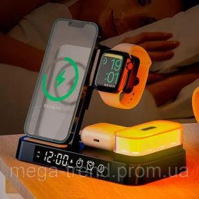 Бездротова зарядка Qi 4in1 Wireless Charger Бездротова зарядка 4в1 док-станція зарядка для телефону